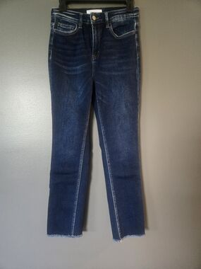 VERVET BY FLYING MONKEY Dark Indigo Cropped Straight Jeans